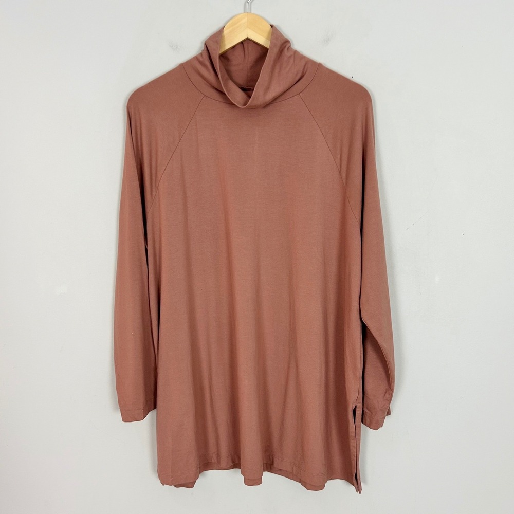 J. Jill Luxe Supima Everyday Turtleneck Tunic Mauve Cotton Modal Size XL